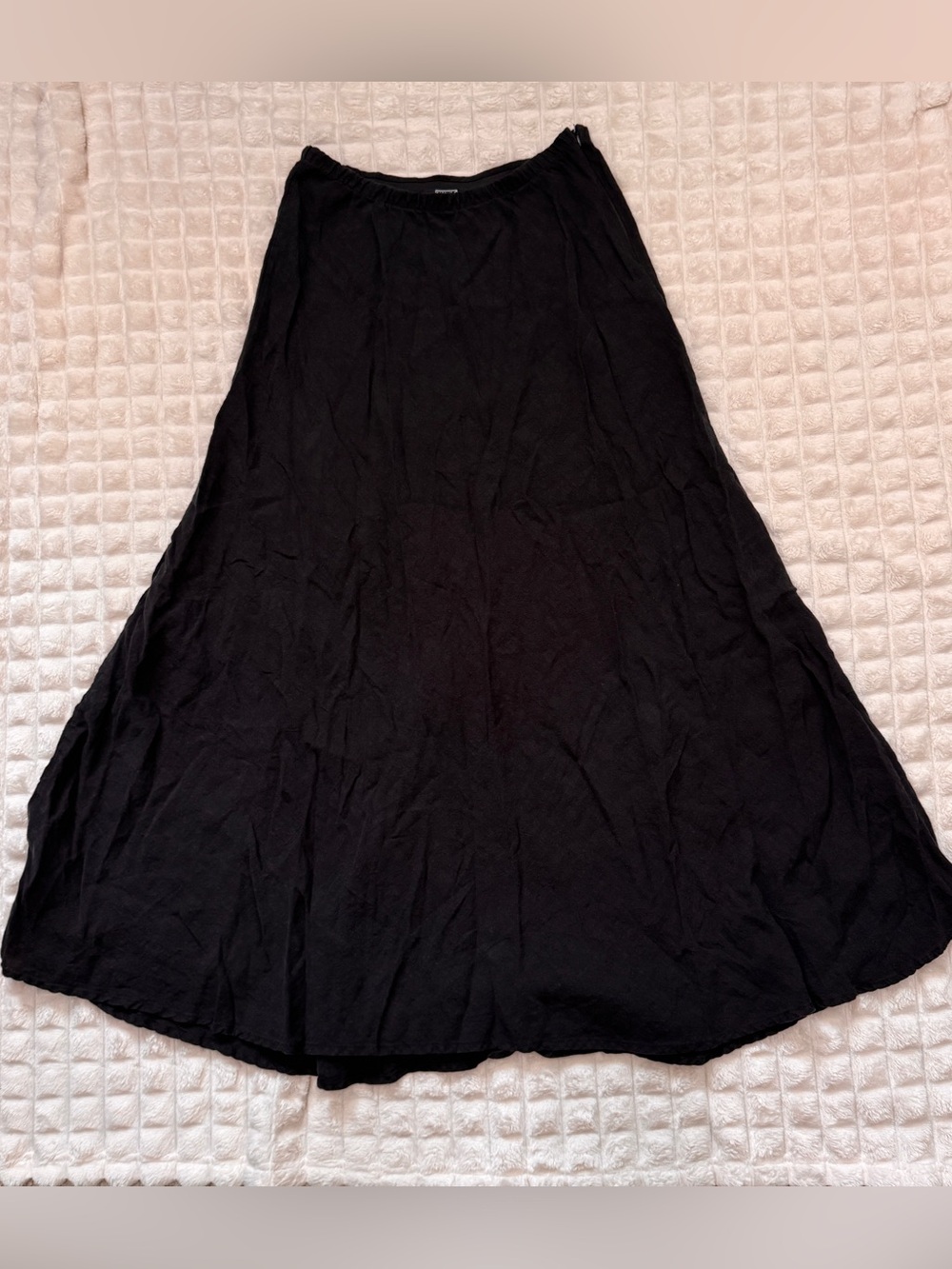 Natalie Busby Large 100% Linen Black A-Line Maxi Skirt ~ Minimalist Lagenlook